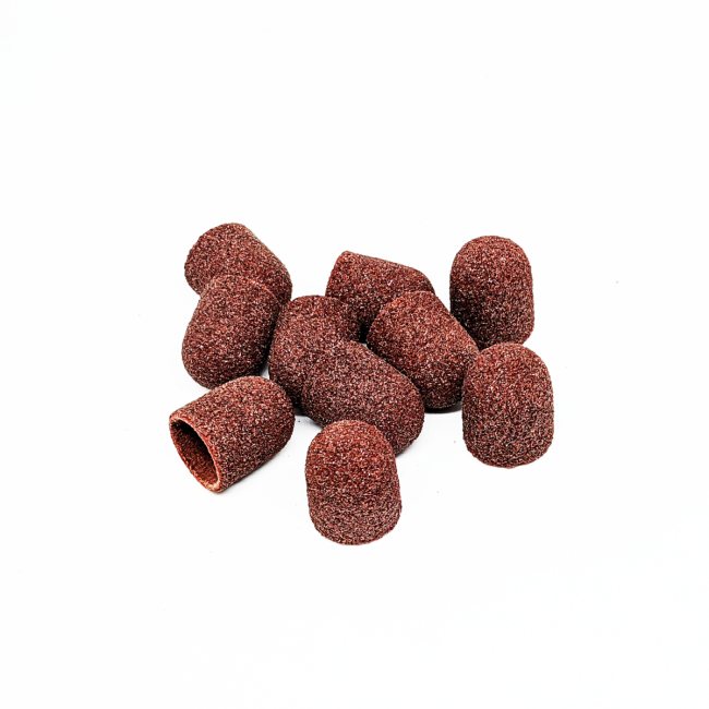 Pedicure cap set, rounded cylinder, 80 grit, hard abrasive, diameter 13.0 mm, (10pcs/pack), Kp130cK