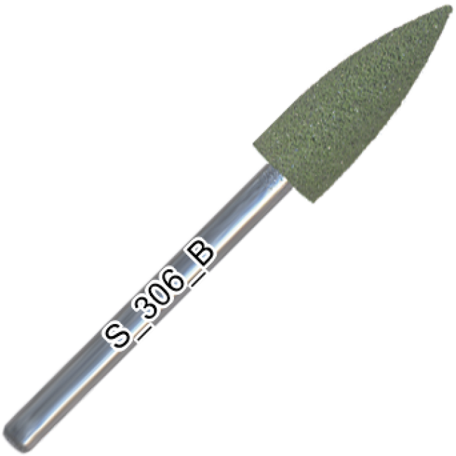 Silicone polisher, rounded cone, hard abrasive, d=5,5 mm, length of working part 16 mm, S_306_K