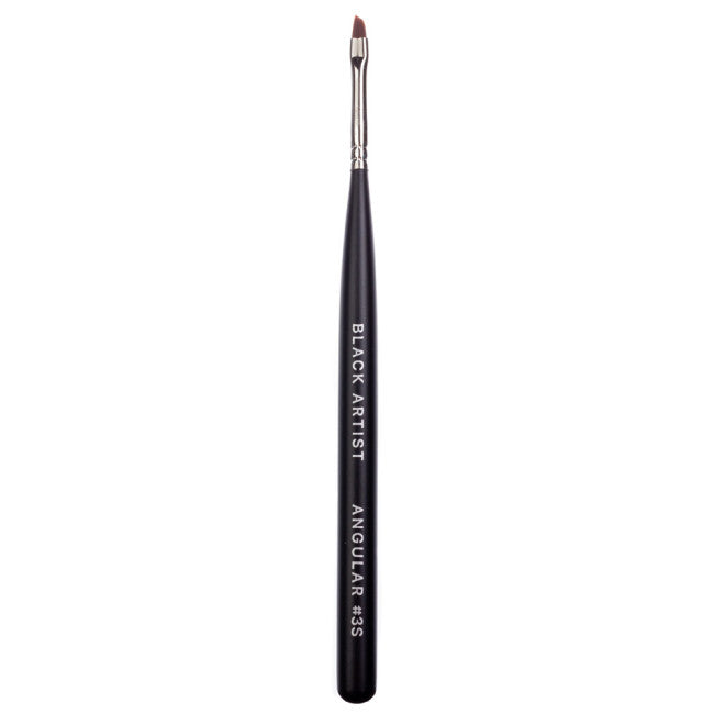 Angular Beveled Nail Art Brush "Black Artist" №3S, Handle: Black, Bristle: Nylon