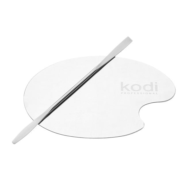 Palette With Spatula For Mixing Cosmetics (Stainless Steel)