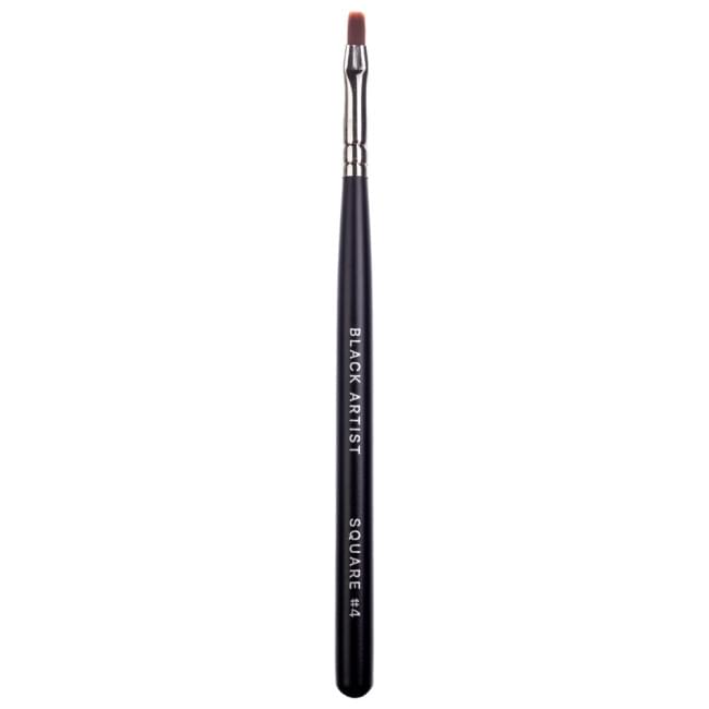 Brush for Gel Nail Modeling "Black Artist" № 4 Shape: Square, Handle: Black, Bristle: Nylon